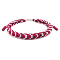 Handmade Braided Adjustable Flag Color Bracelet with Silver Beads