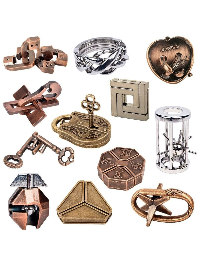 Luban Lock Brain Teaser Puzzle Toy for Kids and Adults, 10-Level Difficulty Kongming Lock