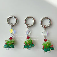 Christmas Tree Crystal Beaded Phone Lanyard Keychain Bag Charm