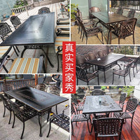 Outdoor Patio Cast Aluminum Dining Table and Chairs Set for Garden Villa Balcony