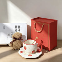Elegant Ceramic Coffee Mug Set with Saucer and Spoon, Creative Afternoon Tea Gift Box