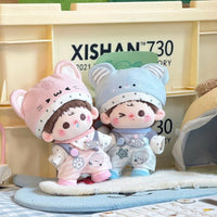 Doll Clothes Set for 10cm/20cm Cotton Dolls, Cute Sweet Outfits with Overalls and Hat