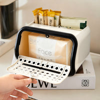 Vintage-Style Desktop Tissue Box, Luxury Home Multi-Function Large-Capacity Napkin Storage Box for Bedroom and Living Room