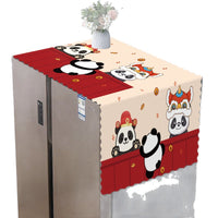 Nordic Style Printed Refrigerator Top Cover Cloth Dust-proof Microwave Oven Cover Towel Universal for Double and Single Door Fridges