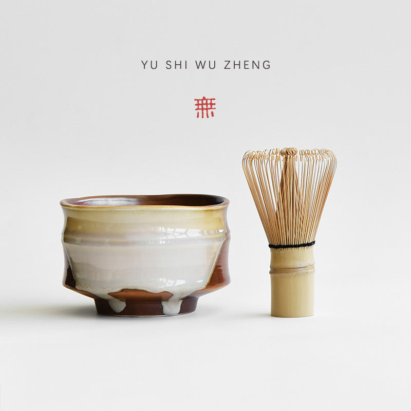 Handmade Japanese Style Ceramic Matcha Bowl with Bamboo Joint Design