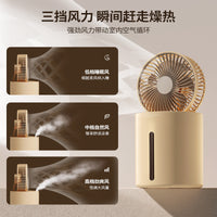 Portable USB Rechargeable Humidifying Desk Fan with Dual Mist Spray and Foldable Design