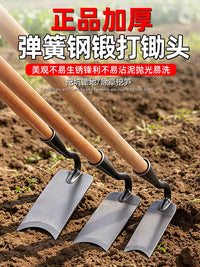 Spring Steel Forged Hoe with Wooden Handle for Gardening, Weeding, and Digging