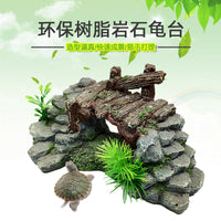 Resin Turtle Basking Platform with Hideout for Aquarium Terrarium