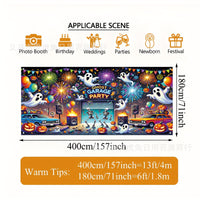 Ghost Skeleton Dance Halloween Garage Door Banner Polyester Festival Outdoor Decoration for Home Yard