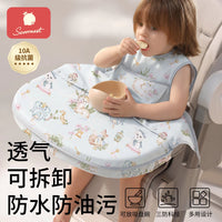 Kids' Waterproof Long-Sleeve Bib Apron with Detachable Hem for Feeding and Art