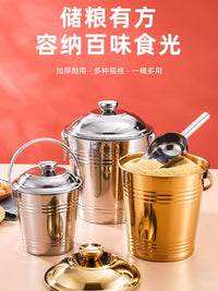 Thickened Stainless Steel Ice Bucket with Lid, Portable Ice Cube Container for Milk Tea Shops, Cold Drink Barrel for Bars and Outdoor Commercial Use