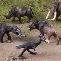 Prehistoric Animal Figures Mini Set for Kids - Saber-toothed Tiger, Mammoth, Crocodile, Rhino Toys