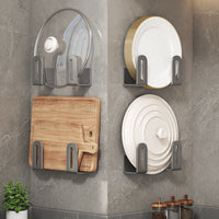 Wall-Mounted Punch-Free 304 Stainless Steel Pot Lid Holder for Kitchen Countertop or Cabinet