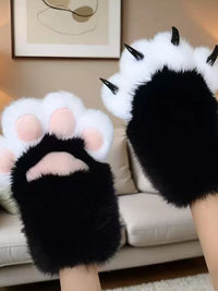 Cute Cat Paw Plush Gloves with Squeaker for Cosplay and Kids