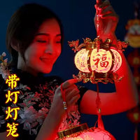 LED Light-Up Hexagonal Dragon and Phoenix Lantern for Chinese New Year Decoration