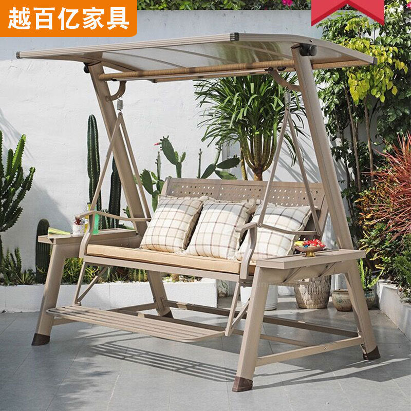 Outdoor Patio Swing Chair with Canopy, Aluminum Alloy Hanging Basket Seat for Balcony Garden