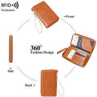 RFID Blocking Travel Passport Wallet with Zipper Closure