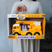 Large Kids Fire Truck Toy with Water Spray, Lights, Sounds & Story Functions, Inertia-Powered Ladder Truck Model for Boys