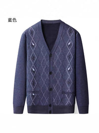 Men's Fleece Lined V-Neck Cardigan Sweater for Winter