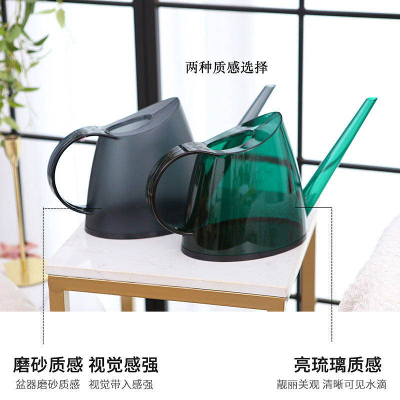 Colorful Plastic Watering Can for Indoor and Outdoor Plants, Transparent Frosted Resin Garden Sprinkler with Oval Portable Design