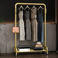 Freestanding Garment Rack with Shoe Shelf and Wheels for Bedroom, Living Room, Balcony