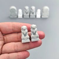 Miniature Stone Lion and Drum Stone Figurines for Micro Landscape Decor