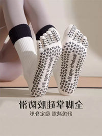 Anti-Slip Yoga Pilates Socks for Women, Pure Cotton, Odor-Resistant, Sweat-Absorbing, Mid-Calf Five-Toe Design