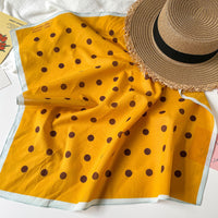 Polka Dot Cotton Square Scarf for Women, Vintage Korean Style Breathable Neck Head Scarf