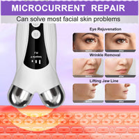 Microcurrent V-Face Roller Massager for Facial Lifting and Skin Rejuvenation