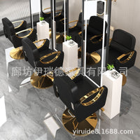Reclining Hydraulic Barber Chair with Swivel, Stainless Steel Base for Hair Salon