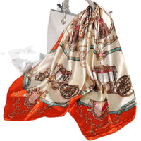 Women's Square Silk Scarf for All Seasons - 90x90cm Lightweight Shawl for Shirts and Dresses