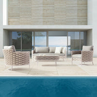Nordic Outdoor Rope Woven Patio Villa Leisure Sofa Set Sunscreen Rattan Furniture