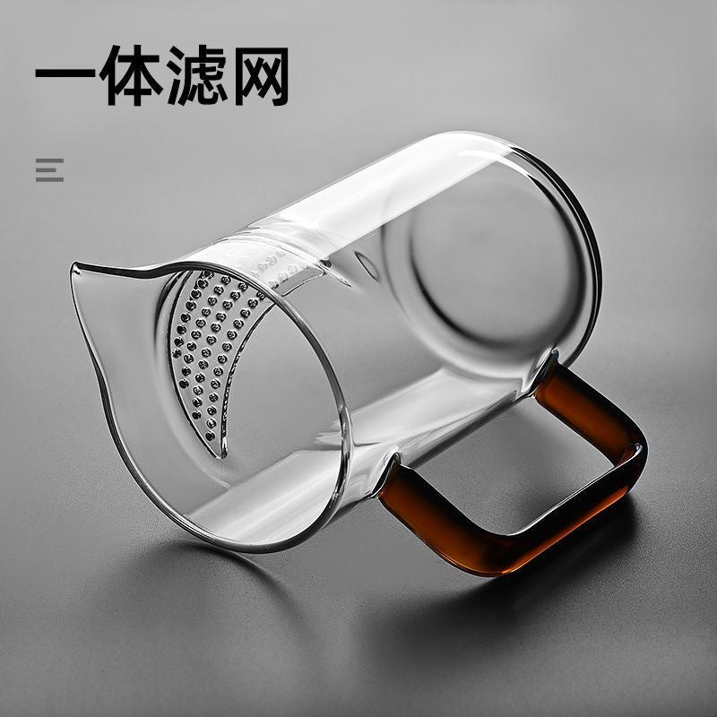 Borosilicate Glass Tea Infuser Cup with Integrated Filter and Handle