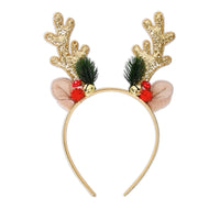 Christmas Reindeer Antler Headband with Sequins and Bells for Kids and Adults