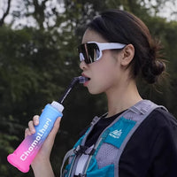 CHOMOLHARI Collapsible Soft Water Bottle for Marathon & Trail Running, TPU Hydration Flask