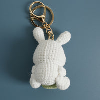 Hand-Knitted Noodle Rabbit/Bear Plush Keychain Charm