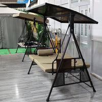 Outdoor Patio Swing Chair with Canopy, 3-Seater Garden Rocking Bench for Adults