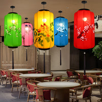 Outdoor Chinese Style Hand-Painted Fabric Lantern for Teahouse and Scenic Decor