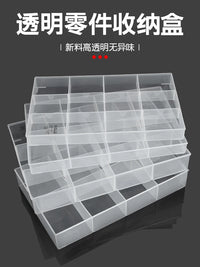 Multi-Compartment Transparent Plastic Storage Box for Small Parts and Electronic Components