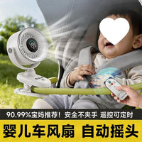 Portable Stroller Fan with Automatic Oscillation, Rechargeable Quiet Mini Fan for Babies