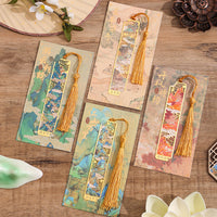 Traditional Chinese Style Brass Metal Bookmark with Tassel, Hollow Engraved Palace Design for Students and Gifts