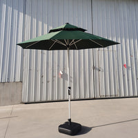Outdoor Patio Umbrella with Crank Lift, Double-Tiered Round Sunshade for Garden Balcony