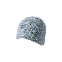 Hand-Knitted 3D Floral Patchwork Bucket Hat for Women, Stylish Mixed Color Wool Fisherman Cap