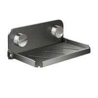 Foldable Stainless Steel Bathroom Phone Holder with Storage Tray, No-Drill Wall Mount