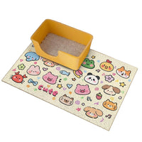 Cartoon PVC Loop Mat for Pets, Scratch-Resistant, Easy-Clean Floor Mat, Litter Area Mat