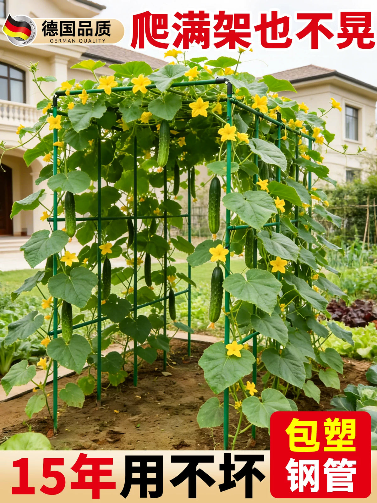 Garden Plant Support Stakes for Climbing Vines, Tomatoes, Cucumbers, and Beans
