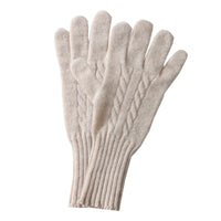 100% Wool Knitted Cable Touchscreen Gloves with Wrist Warmers for Adults