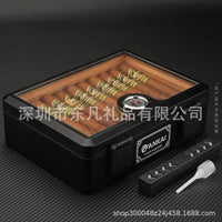 Cigar Humidor Box, Spanish Cedar Wood, Large Capacity Storage, Wooden Cigar Case, Humidifier, Aging Box