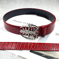 Motorcycle Punk Style Crocodile Pattern Belt with Dark Aesthetic
