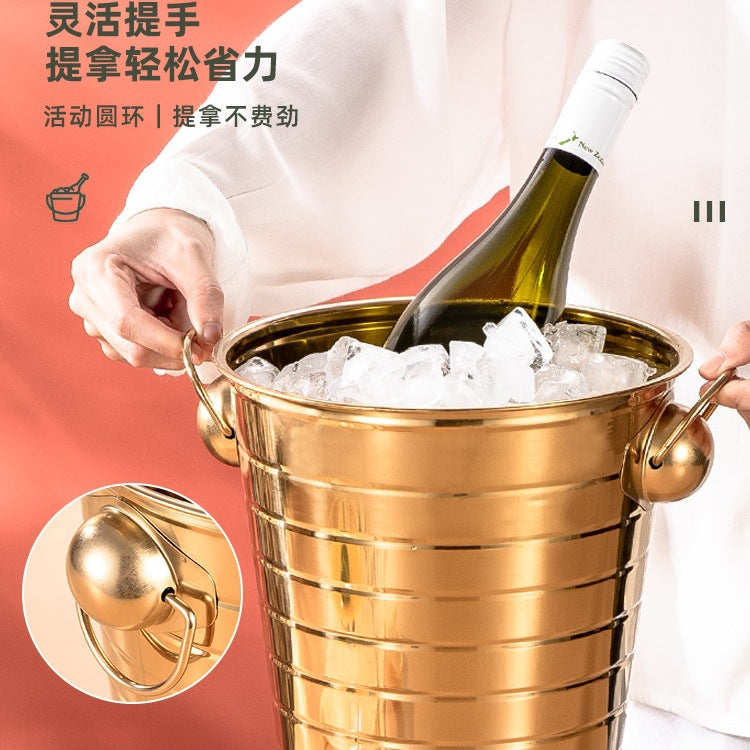 Thickened Stainless Steel Ice Bucket for KTV, Champagne, Wine, Beer, and Hotel Use